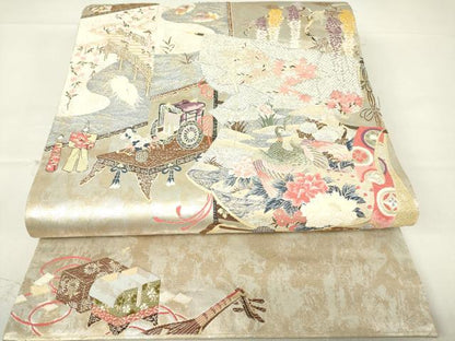 平和屋着物▼六通柄袋帯　作家物　春の宴　金糸　引箔　正絹　逸品　DAAY9139az