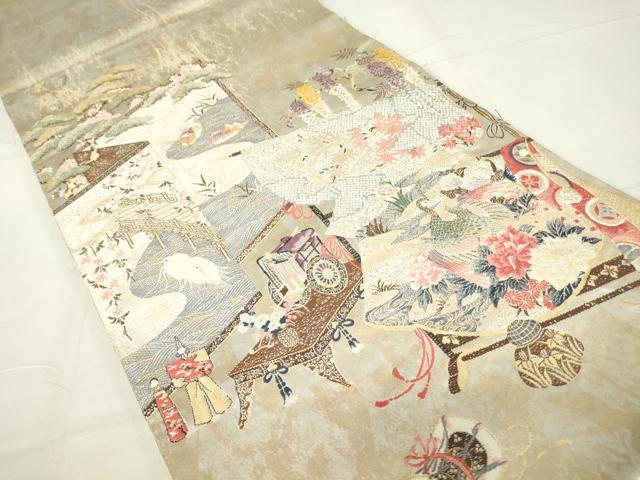 平和屋着物▼六通柄袋帯　作家物　春の宴　金糸　引箔　正絹　逸品　DAAY9139az