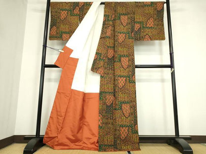 平和屋着物●上質な小紋 紬地 洋花文 正絹 逸品 未使用 DAAY9197az