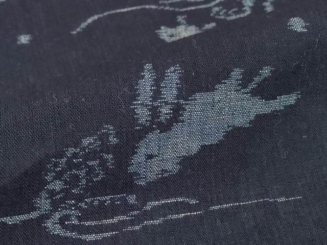 平和屋着物●久留米絣　単衣　綿　立波に兎　逸品　DAAY9210az