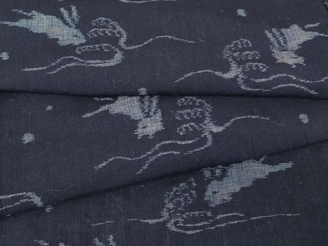 平和屋着物●久留米絣　単衣　綿　立波に兎　逸品　DAAY9210az