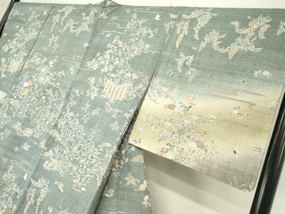 平和屋着物●染織の名門 しょうざん 生紬 訪問着 籬花文 金彩 正絹 逸品 DAAY9252az
