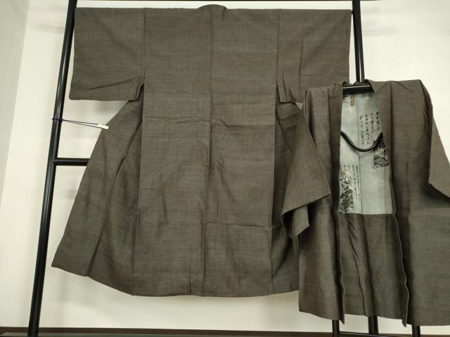 平和屋着物●男性　紬　アンサンブル　霞文　正絹　逸品　DAAY9267az
