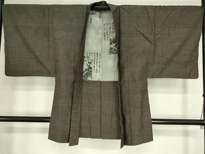 平和屋着物●男性　紬　アンサンブル　霞文　正絹　逸品　DAAY9267az