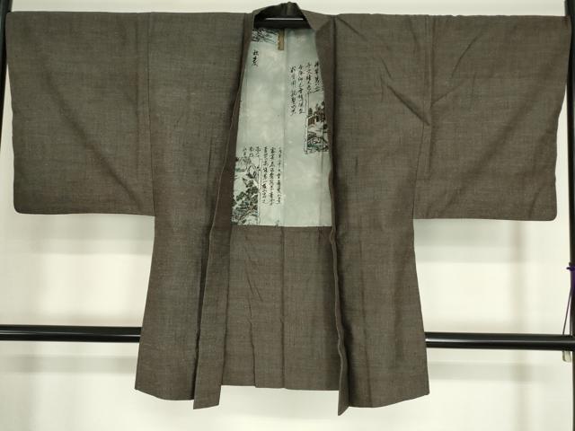 平和屋着物●男性　紬　アンサンブル　霞文　正絹　逸品　DAAY9267az