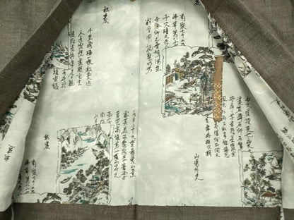 平和屋着物●男性　紬　アンサンブル　霞文　正絹　逸品　DAAY9267az