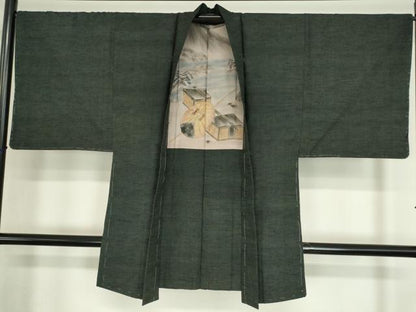 平和屋着物●男性 紬 アンサンブル 蝋色 正絹 逸品 未使用 DAAY9269az