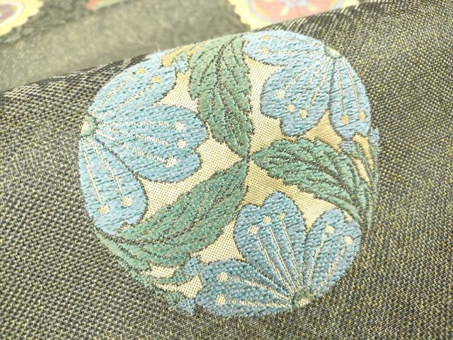 平和屋着物▽スリーシーズン 春夏秋 六通柄袋帯 唐織 舞衣 花蝶文 金糸 正絹 逸品 DAAY9298az