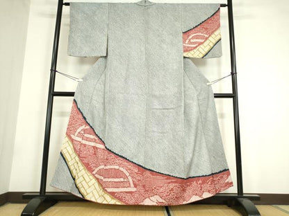 平和屋着物●訪問着　総絞り　籬花文　正絹　逸品　DAAY9348az