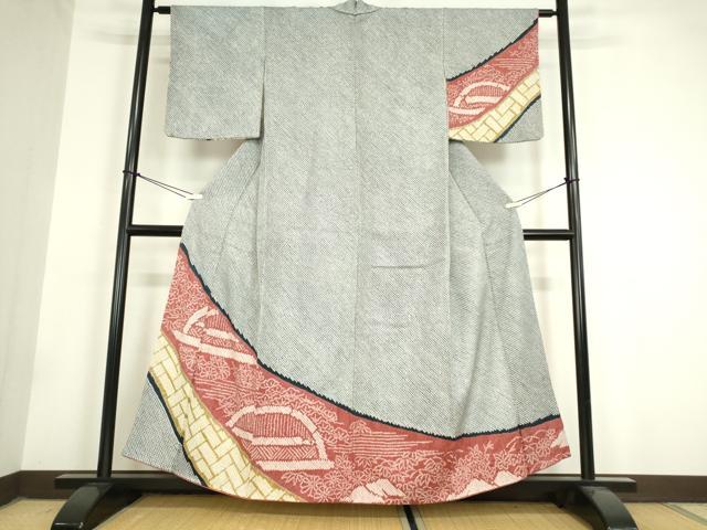 平和屋着物●訪問着　総絞り　籬花文　正絹　逸品　DAAY9348az