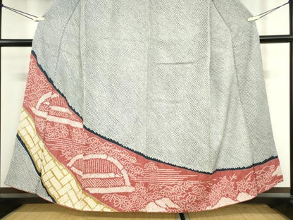 平和屋着物●訪問着　総絞り　籬花文　正絹　逸品　DAAY9348az