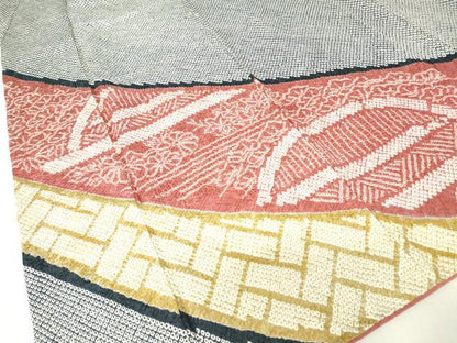 平和屋着物●訪問着　総絞り　籬花文　正絹　逸品　DAAY9348az