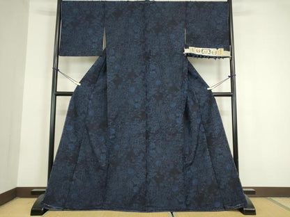 平和屋着物●結城紬 草花文 証紙付き やまと金ラベル 正絹 逸品 未使用 DAAY9350az