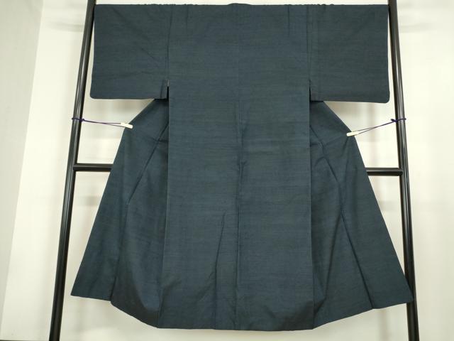 平和屋着物●男性　紬　アンサンブル　濃藍色　正絹　逸品　DAAY9356az
