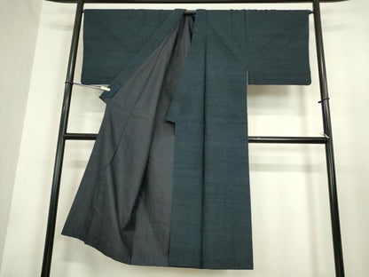 平和屋着物●男性　紬　アンサンブル　濃藍色　正絹　逸品　DAAY9356az