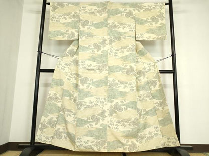 平和屋着物●上質な紬 霞取花文 正絹 逸品 DAAY9361az