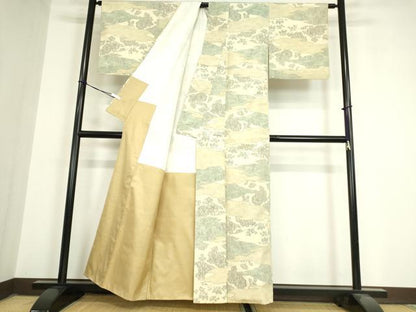 平和屋着物●上質な紬 霞取花文 正絹 逸品 DAAY9361az