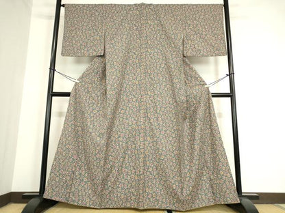 平和屋着物●上質な小紋　紬地　人物文　正絹　逸品　DAAY9377az