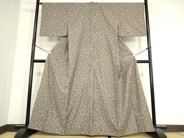 平和屋着物●上質な小紋　紬地　人物文　正絹　逸品　DAAY9377az