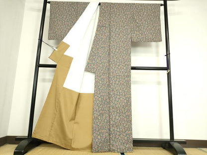 平和屋着物●上質な小紋　紬地　人物文　正絹　逸品　DAAY9377az