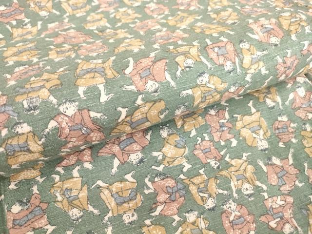 平和屋着物●上質な小紋　紬地　人物文　正絹　逸品　DAAY9377az