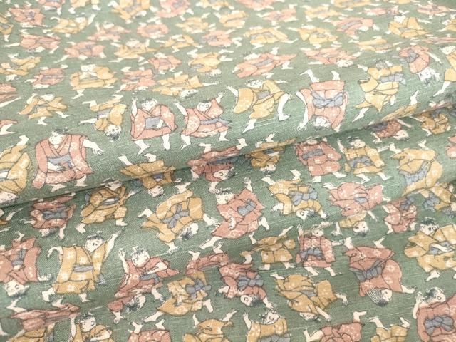平和屋着物●上質な小紋　紬地　人物文　正絹　逸品　DAAY9377az