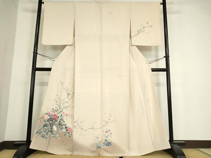 平和屋着物●訪問着 友禅 作家物 枝梅牡丹文 暈し染め 正絹 逸品 DAAY9381az