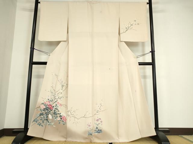 平和屋着物●訪問着 友禅 作家物 枝梅牡丹文 暈し染め 正絹 逸品 DAAY9381az