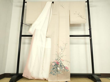 平和屋着物●訪問着 友禅 作家物 枝梅牡丹文 暈し染め 正絹 逸品 DAAY9381az