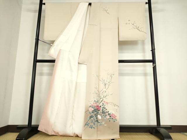 平和屋着物●訪問着 友禅 作家物 枝梅牡丹文 暈し染め 正絹 逸品 DAAY9381az
