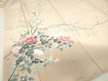 平和屋着物●訪問着 友禅 作家物 枝梅牡丹文 暈し染め 正絹 逸品 DAAY9381az