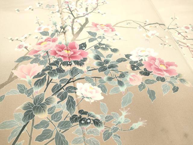 平和屋着物●訪問着 友禅 作家物 枝梅牡丹文 暈し染め 正絹 逸品 DAAY9381az