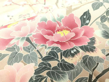 平和屋着物●訪問着 友禅 作家物 枝梅牡丹文 暈し染め 正絹 逸品 DAAY9381az