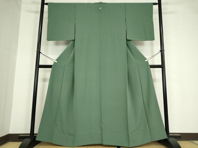 平和屋着物●上質な色無地 木賊色 正絹 逸品 DAAY9499az