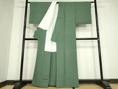 平和屋着物●上質な色無地 木賊色 正絹 逸品 DAAY9499az