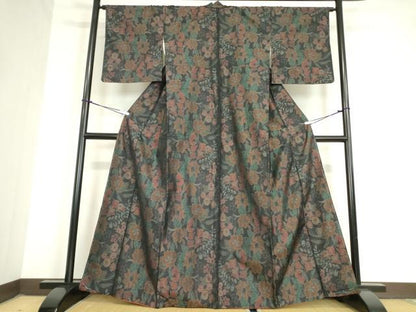 平和屋着物●本場大島紬 草花文 正絹 逸品 DAAY9501az