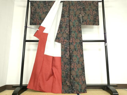 平和屋着物●本場大島紬 草花文 正絹 逸品 DAAY9501az