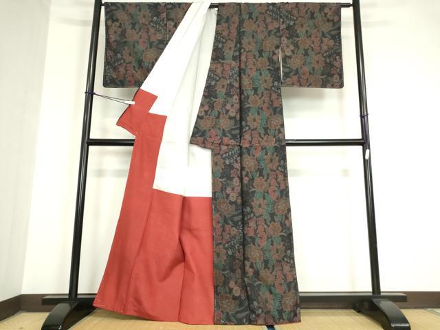 平和屋着物●本場大島紬 草花文 正絹 逸品 DAAY9501az