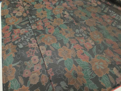 平和屋着物●本場大島紬 草花文 正絹 逸品 DAAY9501az
