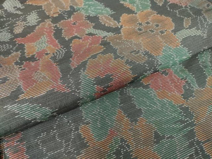 平和屋着物●本場大島紬 草花文 正絹 逸品 DAAY9501az