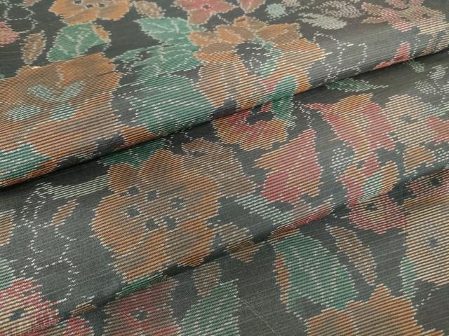 平和屋着物●本場大島紬 草花文 正絹 逸品 DAAY9501az