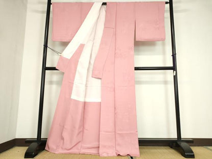 平和屋着物●上質な色無地　蔦の葉地紋　石竹色　正絹　逸品　DAAY9509az