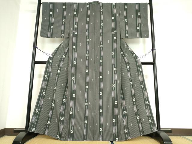 平和屋着物●上質な小紋 間道 正絹 逸品 DAAY9514az