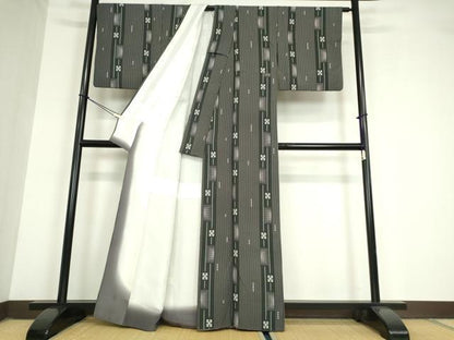 平和屋着物●上質な小紋 間道 正絹 逸品 DAAY9514az