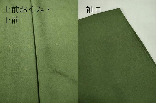 平和屋着物●上質な色無地　老竹色　正絹　逸品　DAAY9542az