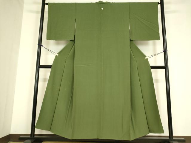 平和屋着物●上質な色無地　老竹色　正絹　逸品　DAAY9542az