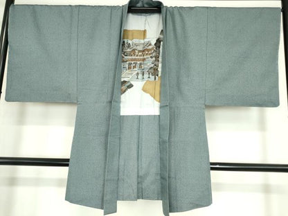 平和屋着物●男性　紬　アンサンブル　亀甲柄　140亀甲　正絹　逸品　DAAY9544az