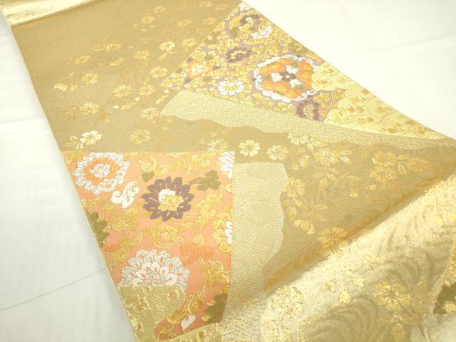 平和屋着物▼六通柄袋帯　花唐草文　金銀糸　正絹　逸品　DAAY9560az