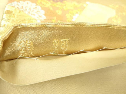 平和屋着物▼六通柄袋帯　花唐草文　金銀糸　正絹　逸品　DAAY9560az