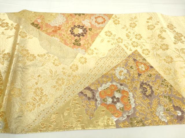 平和屋着物▼六通柄袋帯　花唐草文　金銀糸　正絹　逸品　DAAY9560az